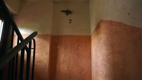 Movement up the old fire stairs with no light Stock-Footage 112149708