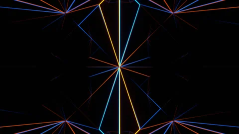 Movement of Orange and Blue Neon Figures in Circle Background VJ Loop in 4K Stock Footage 343269580
