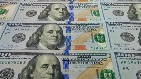 Movement Over 100 Dollar Bills, Exclusive, Business, High Quality, Money, Cash Stock Footage 301636342