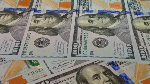 Movement Over 100 Dollar Bills, Exclusive, High Quality, Business, Money, Cash Stock Footage 301636593