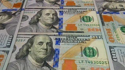 Movement Over 100 Dollar Bills, Exclusive, High Quality, Money, Cash, Business Stock Footage 301636677