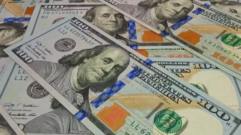 Movement Over 100 Dollar Bills, Exclusive, High Quality, Cash, Money, Business Stock Footage 301636697