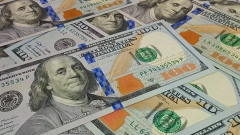 Movement Over 100 Dollar Bills, Exclusive, Cash, Business, Money, High Quality Vídeo Stock 301636698