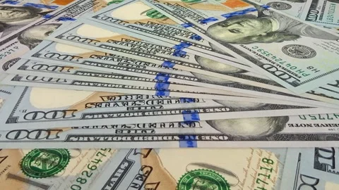 Movement Over 100 Dollar Bills, Cash, Exclusive, High Quality, Business, Money Stock Footage 301882418