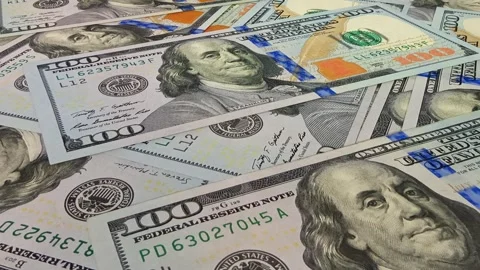 Movement Over 100 Dollar Bills, Cash, Exclusive, High Quality, Money, Business Stock Footage 301882443