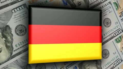 Movement Over Flag of Germany and 100 Dollar Bills, Business Stock Footage 302352314