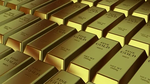 Movement Over Gold Bars, Business, Capital, Finance, Bank Bullions, Exclusive Stock Footage 303487488