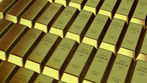 Movement Over Gold Bars, Business, Bank Bullions, Finance, Capital, Exclusive Stock Footage 303487559