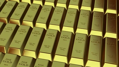 Movement Over Gold Bars, Business, Bank Bullions, Capital, Finance, Exclusive Stock Footage 303487565