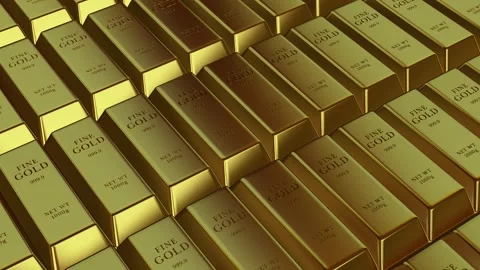 Movement Over Gold Bars, Business, Bank Bullions, Exclusive, Finance, Capital Stock Footage 303487579