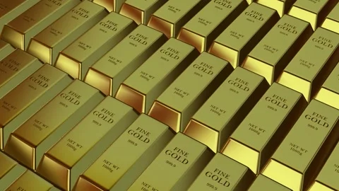 Movement Over Gold Bars, Business, Bank Bullions, Exclusive, Capital, Finance Stock Footage 303487591