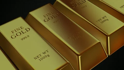 Movement Over Gold Bars, Capital, Bank Bullions, Finance, Exclusive Stock Footage 303385121