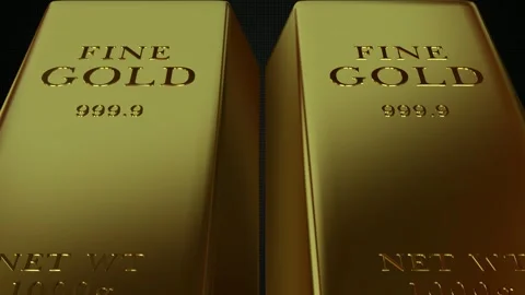Movement Over Gold Bars, Exclusive, Bank Bullions, Capital, Finance Stock Footage 303385046
