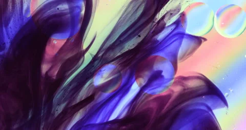 Movement oxygen bubbles in a liquid Stock Footage 127877562