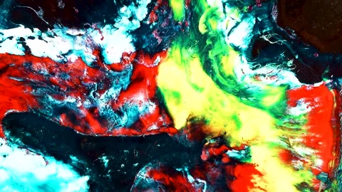 A movement of paints that create abstract shapes depicting the universe Stock Footage 342764304