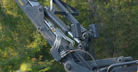 Movement of a part of an boom of the logging machine at the time of work Stock Footage 105978699