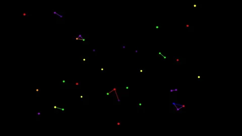 Movement of particles connected by colored lines in the dark Vídeo Stock 321013101