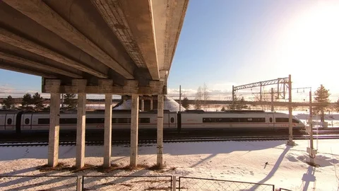 The movement of a passenger high-speed train. Stock Footage 87955178