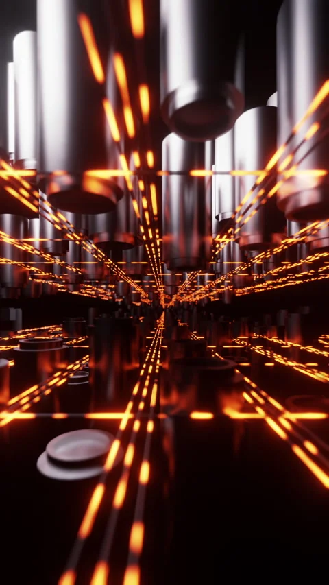 Movement of pistons between neon lines Stock-Footage 244620746