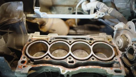 Movement of pistons in internal combustion engine. Operating principle of engine Video stock 325592400