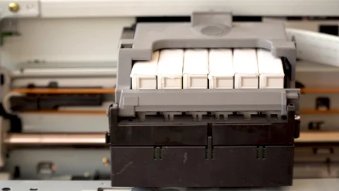 Movement of the printhead of an inkjet printer Stock Footage 128810019