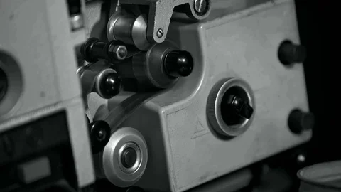 The movement of the projector mechanism, close up Stock Footage 70777978