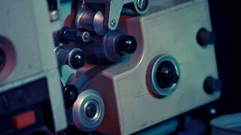 The movement of the projector mechanism, close up Stock Footage 70778051