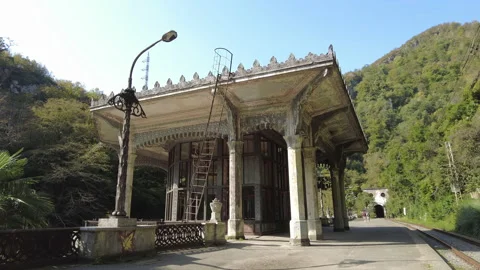 Movement to the railway station Psyrtskha, general plan Stock Footage 164565903