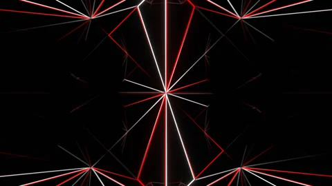 Movement of Red and White Neon Figures in Circle Background VJ Loop in 4K Stock Footage 341803241
