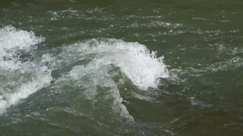 The movement of river waves over rocks Video stock 287293149