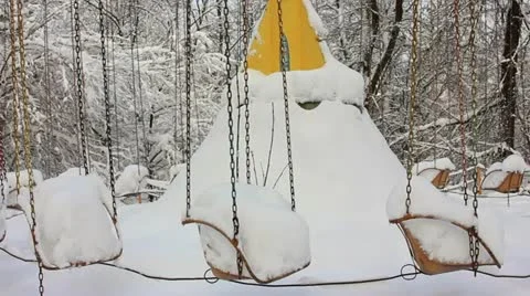 Movement round a children's roundabout. Stabilized camera Stock Footage 13736499