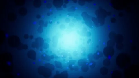 Movement of round spheres in space. Luminous motion composition. Stock Footage 196810939
