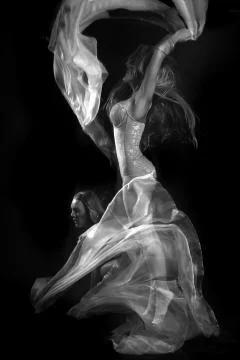 Movement with sheer fabrics and long exposure Stock Photos