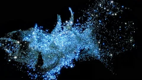 Movement of shining blue particles in black space, fluctuations Stock Footage 221126918