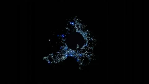 Movement of shining blue particles in black space, fluctuations 스톡 동영상 221620743