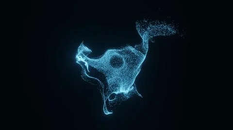 Movement of shining blue particles in black space, fluctuations Stock Illustration