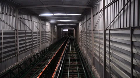 Movement in the single track underground tunnel , Point of view shot. Stock Footage 51310239