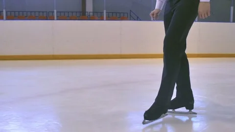 Movement On the Skates On Ice Stock Footage 69999572