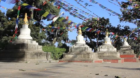 Movement by the slider along the small stupas Video stock 59181956