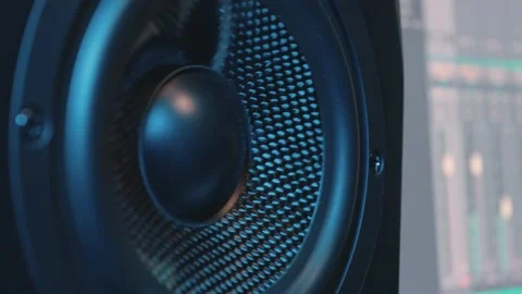Movement of the speaker diffuser. Close-up. Stock Footage 167255996