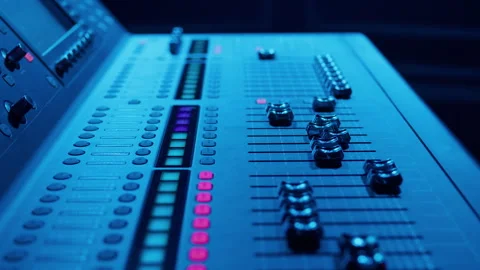 Movement of the sticks of the sound console. Programmable sound console settings Stock Footage 240902661