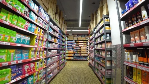 Movement in the store among the shelves. Stock Footage 98683500
