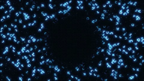 Movement, a stream of glowing blue geometric shapes Stock-Footage 305628713
