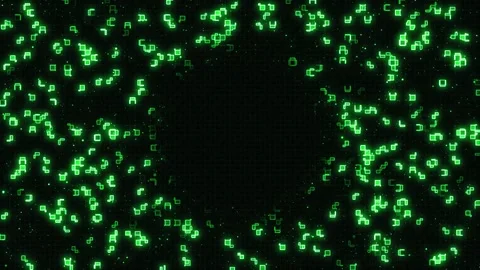 Movement, a stream of glowing green geometric shapes 스톡 동영상 305628554