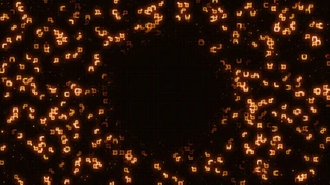 Movement, a stream of glowing orange geometric shapes 스톡 동영상 305628498