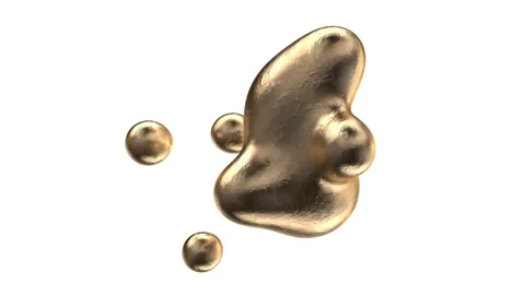 The movement of a stream of liquid gold droplets of a simple form. Vídeos de archivo 150986736