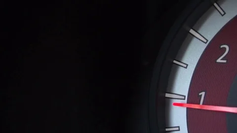 Movement of the tachometer needle in a driven car. Slow-motion shooting Stock-Footage 73616116