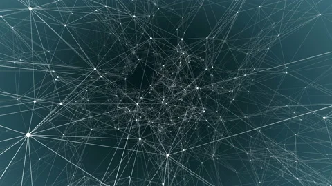 Movement of three-dimensional plexus particles on a blue background. Computer Stock Footage 111520350