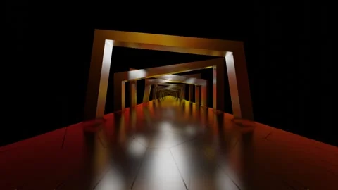 Movement through an abstract endless tunnel with different black arches. looped  Stock Footage 247646564
