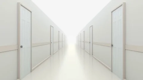 Movement through bright endless corridor. Stock Footage 77062106